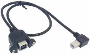 CY 90 Degree Right Angled USB B Type Male to Female extension cable with screws for Panel Mount 50cm U2-132-RI-0.5M