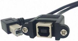 CHENYANG 90 Degree Left Angled USB B Type Male to Female extension cable with screws for Panel Mount 50cm