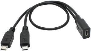 Cablecc Micro USB Female to 2 Micro USB Male Splitter extension charge cable for Galaxy S5 i9600 S4 I9500 Note2 N7100 S3 I9300 S2 9100