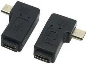 CHENYANG 2pcs 90 Degree Left & Right Angled Micro USB 5 Pin Male to Female Extension Adapter