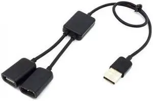 CHENYANG Black USB 2.0 Dual Ports Hub Cable Bus power For Laptop Macbook Notebook PC & Mouse & Flash Disk