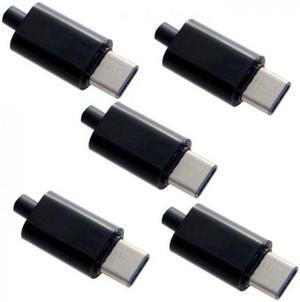 CHENYANG 5set DIY 24pin USB 3.1 Type C USB-C Male Plug Connector SMT type with Black Housing Cover U3-350-BK