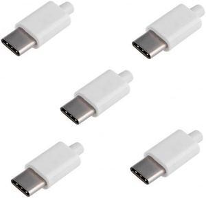 CHENYANG 5set DIY 24pin USB 3.1 Type C USB-C Male Plug Connector SMT type with 3.5mm SR and Housing Cover U3-350-WH