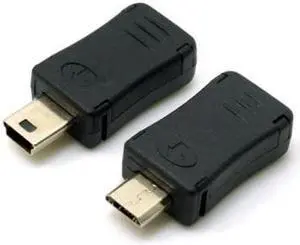 Cablecc 2pcs Mini USB Male to Micro USB 5pin Female & Mini Female to Micro Male Extension Adapter Black
