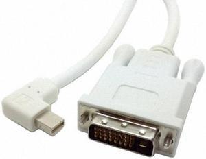 CHENYANG White color Left Angled 90 degree Mini DisplayPort DP Male Source to DVI Male Sink Monitor Cable 5ft 1.5m