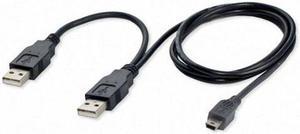 CHENYANG USB2.0 Dual two A type Male to Mini 5-Pin male Y Cable,for Hard Disk Drive Case