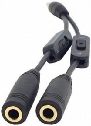 Jimier Black 3.5mm Stereo Male to Double 3.5mm Female Audio Headphone Y Splitter Cable with Volume Switch RC-079