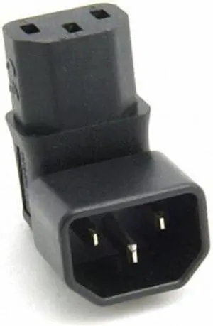 Jimier IEC Male C14 to Down Right Angled 90 Degree IEC Female C13 Power Extension Adapter PW-121-DN