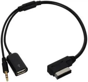 Cablecc Media In AMI MDI to Stereo 3.5mm Audio & USB Female Aux Adapter Cable For Car VW AUDI 2014 A4 A6 Q5 Q7