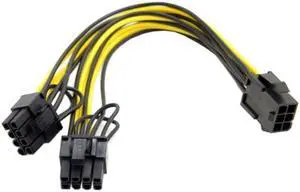 Jimier PCI-E PCI Express ATX 6Pin Male to Dual 8Pin & 6Pin Female Video Card Extension Splitter Power Cable PW-185