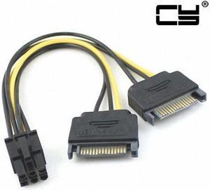 CHENYANG  Dual two SATA 15 Pin Male M to PCI-e Express Card 6 Pin Female Graphics Video Card Power Cable 15cm