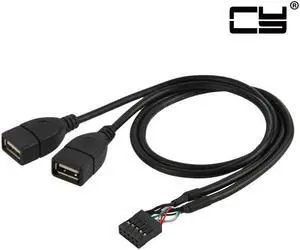 CHENYANG 10 Pin Motherboard Female Header to Dual USB 2.0 Female Adapter Cable 50cm