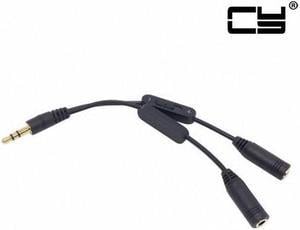 CHENYANG Black 3.5mm Stereo Male to Double 3.5mm Female Audio Headphone Y Splitter Cable with Volume Switch