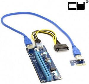 CHENYANG PCI-E 1x to 16x Mining Machine Enhanced Extender Riser Adapter with USB 3.0 & 6Pin Power Cable
