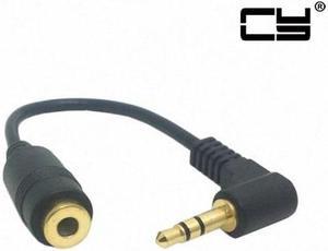 CHENYANG 90 degree right angled 3.5mm 3poles Audio Stereo Male to Female Extension Cable 10cm Black