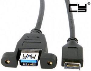 Chenyang USB 3.1 Front Panel Header to USB 3.0 Type-A Female Extension Cable 50cm Panel Mount Type