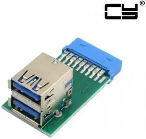 CHENYANG Vertical Dual USB 3.0 A Type Female to Motherboard 20 Pin Box Header Slot Adapter PCBA