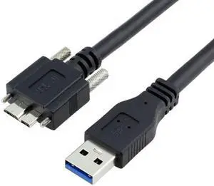 Jimier 3.0M USB 3.0 A type Cable Male to Micro USB 3.0 B Male with Mount Panel Screws for Hard Disk Mobile Phone U3-106-3.0M