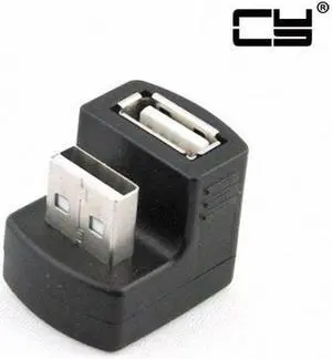 CHENYANG New Right Angled USB 2.0 Adapter A Male to Female Extension 90 180 Degree Black