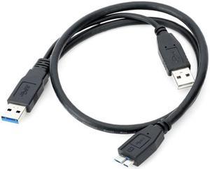 CY Dual USB3.0 A Male to Micro USB 3.0 Y cable with Extra Power for Mobile HDD U3-029-0.5M