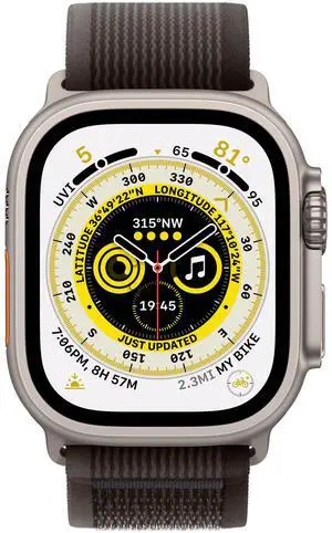 Apple Watch Ultra 49mm Titanium (GPS + Cellular) Black/Gray Trail Loop Band, Large (Grade B+)