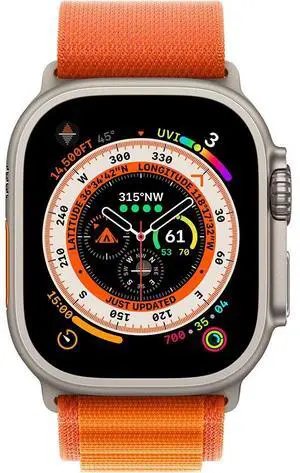 Apple Watch Ultra 49mm Titanium (GPS + Cellular) Orange Alpine Loop Band, Medium (Grade B+)