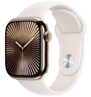 Apple Watch Series 10 42mm (GPS + Cellular) Gold Titanium with Medium/Large Starlight Sport Band (Grade B-) Apple Watch Series 10 42mm (GPS + Cellular) Gold Titanium with Medium/Large Starlight Sport Band (Grade B-)