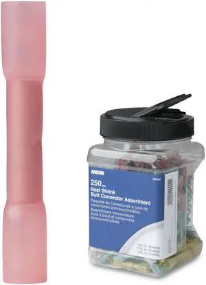 Ancor 22-18 AWG Heat Shrink Butt Connector - 250-Pieces - Jar [309001]