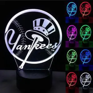 Baseball Logo New York Yankees Fans Night Lamp 3D LED RC 7 Color