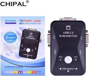 CHIPAL High Quality 2 Port USB 2.0 KVM Switch Switcher 1920*1440 VGA SVGA Switch Splitter Box for Keyboard Mouse Monitor Adapter