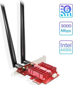 EDUP WiFi 6 Card AX 3000Mbps PCIe Network Card AX200 802.11AX 2.4Ghz/5.8Ghz with Bluetooth 5.0 & Heat Sink Wireless PCI Express Wi-Fi Adapters Dual Band Antenna for Windows 10 64-bit