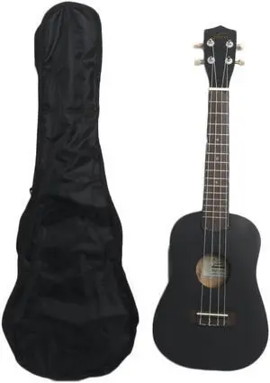 23" Black Concert Ukulele Guitar Basswood 15 Frets Hawaiian Instrument w/ Bag