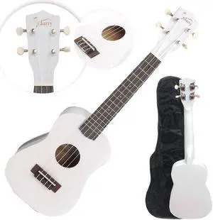 23" White Concert Ukulele Guitar Basswood 15 Frets Hawaiian Instrument w/ Bag