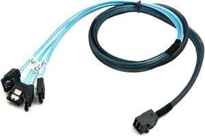 Mini SAS SFF-8643 Target to 4 SATA 7pin Host Hard Disk Data Server Raid Cable