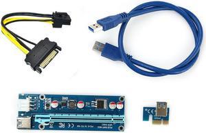 60cm USB 3.0 PCIe Riser Card PCI-E Express 1x to 16x Extender Riser Card USB Adapter SATA 6Pin Power Cable for BTC Mining