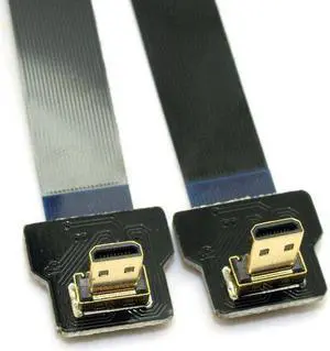 90 Degree Down Angled FPV Micro HDMI Male to Micro HDMI FPC Flat Cable 20cm
