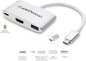 type c to HDMI/USB3.0/USB-C 3in1 Adapter converter Charger Hub For macbook