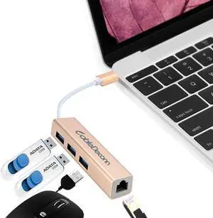 Thunderbolt 3 USB-C 3.1 Type C to 3.0 Hub 3 Ports with RJ45 Gigabit Ethernet