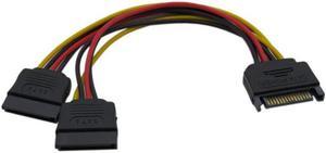 10pcs/lot High Quality 15 Pin SATA Male to 2 SATA Splitter Female Power Cable
