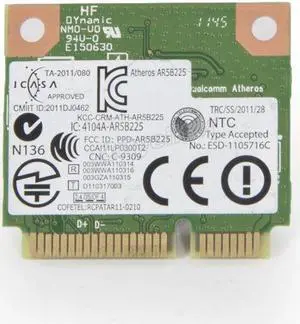 DW1703 ATHEROS AR5B225 WIRELESS N BLUETOOTH BT 4.0 COMBO MINICARD For DELL