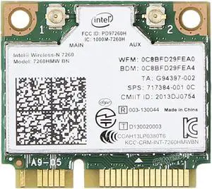 Intel wireless-N 7260 7260HMW 802.11b/g/n WiFi + Bluetooth 4.0 Mini PCI-E Card