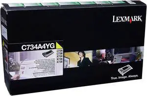 Lexmark Yellow Return Program Toner Cartridge for US Government, 6000 Yield (C734A4YG)