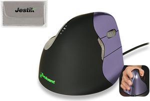 Evoluent VM4S Vertical Mouse 4 Right Small Ergonomic Mouse Plus Jestik Microfiber Cloth - Value Bundle