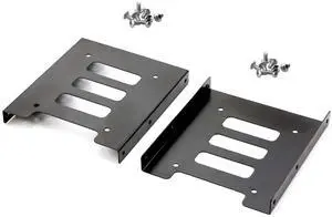 Pasow 2 Pack 2.5" to 3.5" SSD HDD Hard Disk Drive Bays Holder Metal Mounting Bracket Adapter for PC (Bracket)