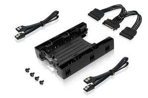 ICY DOCK (With Cables) DUAL Tool-less Dual 2.5 to 3.5 HDD Drive Bay SSD Mounting Bracket Kit Adapter - EZ-Fit Lite MB290SP-1B SSD Bracket