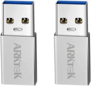 USB 3.0 to USB-C Adapter, ARKTEK USB-A 3.0 (male) Convert to USB Type C (female) Adapter for PC Laptop Samsung S9 and more (Pack of 2, Aluminum)