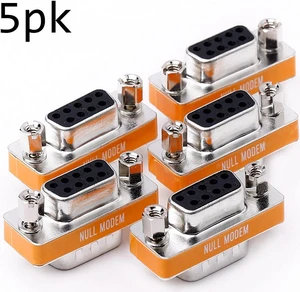 DB9 null modem adapter male to female slimline data transfer serial port adapter 5 Pack DB9 null modem adapter male to female slimline data transfer serial port adapter 5 Pack