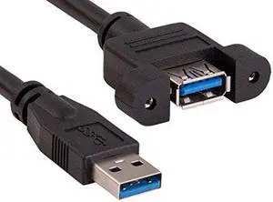 Cable Leader 6ft USB 3.0 Panel-Mount Type A Male to Type A Female Cable