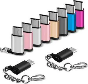 USB Type C Adapter 10 Pack, Micro USB Female to USB-C Male Converter Android Cable Connector with Keychain Charger fit Samsung Galaxy S10 S9 S8 Plus S9+ Note 9 8 LG V30 V20 G7 G6 G5 Pixel 3 XL Moto Z3