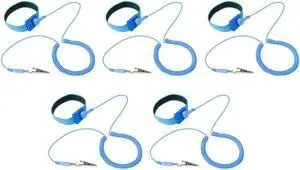 Kingwin Anti Static Wrist Strap 5 Pack Blue, Adjustable ESD Wrist Band Fits Your Wrist Comfortably. Grounding Bracelet to Protect Your PC Computer or Electronics from Static Electricity
